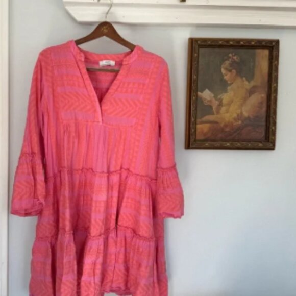 Anthropologie Devotion twins Ella Dress in Salmon/Pink size Medium - Picture 1 of 4